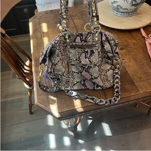Coach Studded Snake Print Shoulder Bag